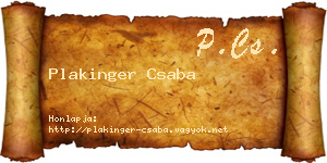 Plakinger Csaba névjegykártya